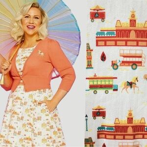 Disney Dress Shop Main Street USA Dress & Orange Horse Cardigan Set Size Medium